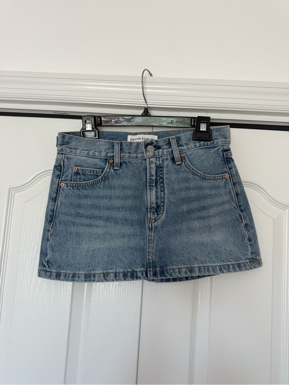 Denim Forum Blue Denim Mini Skirt with Front Pockets